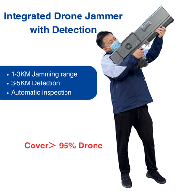 3KM Drone Jammer Com Detector de Detecção de 5KM 900MHz 1.5GHz 2.4GHz 5.8GHz Jammer Gun All In One