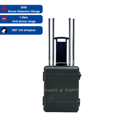 Drone portátil com detector de detecção de 3 km e sistema de bloqueio de 2 km