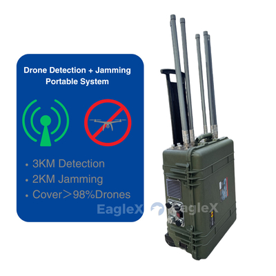 Detector de Drones de Maleta Drone portátil Detecção de 3 km e Sistema de interferência de 2 km Tecnologia Anti Drone