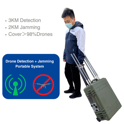 LZ335 Drone portátil 3km detecção e 2km sistema de interferência FPV Drone Jammer integrado