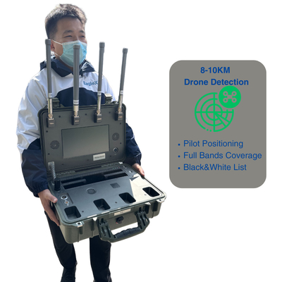 8KM FPV Drone Detection Range Portable Handheld UAV Drone Detector Para Concert, Polícia, Tropas, Carro
