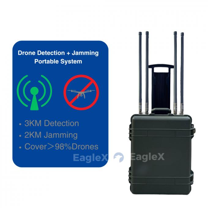98% Cobertura de interferência de drones 5,8 GHz 2 km FPV sistema de interferência com distância de detecção de até 3 km 1