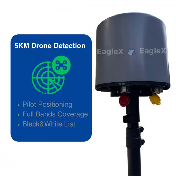 5000m 5KM Distância DJI FPV Detector Drone Fixo Detecção 360° Cobertura 400-6000MHz 2